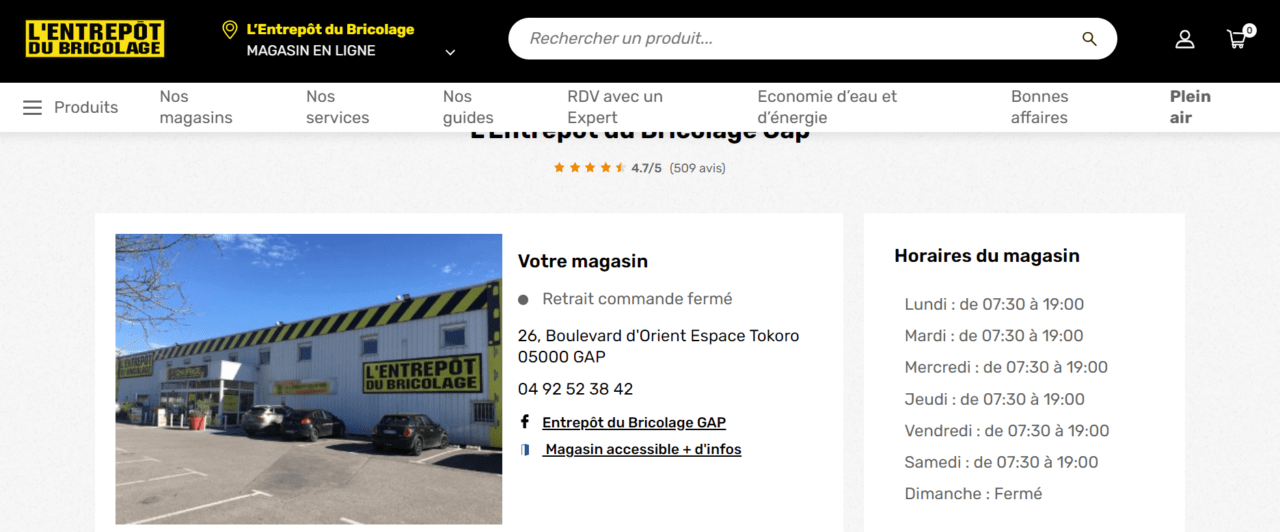 entrepot bricolage GAP