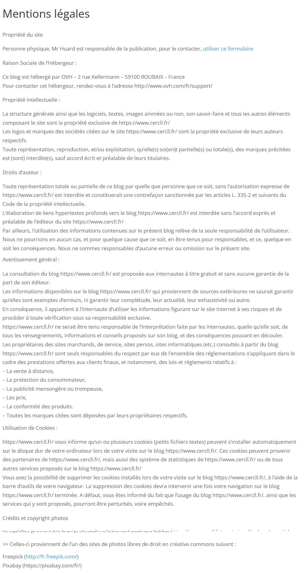 Mentions légales - cercll.fr