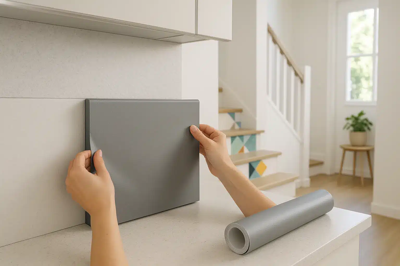 Exemple d'application de revêtement adhésif dans un intérieur