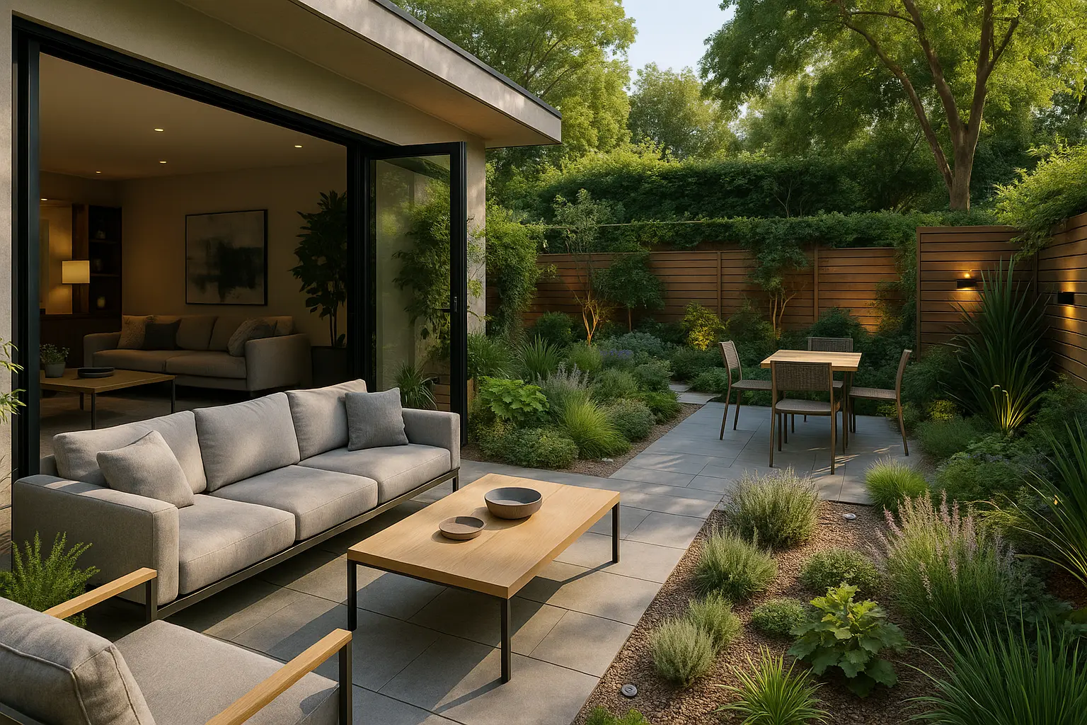 Jardin moderne en 2025 avec tendances paysagères