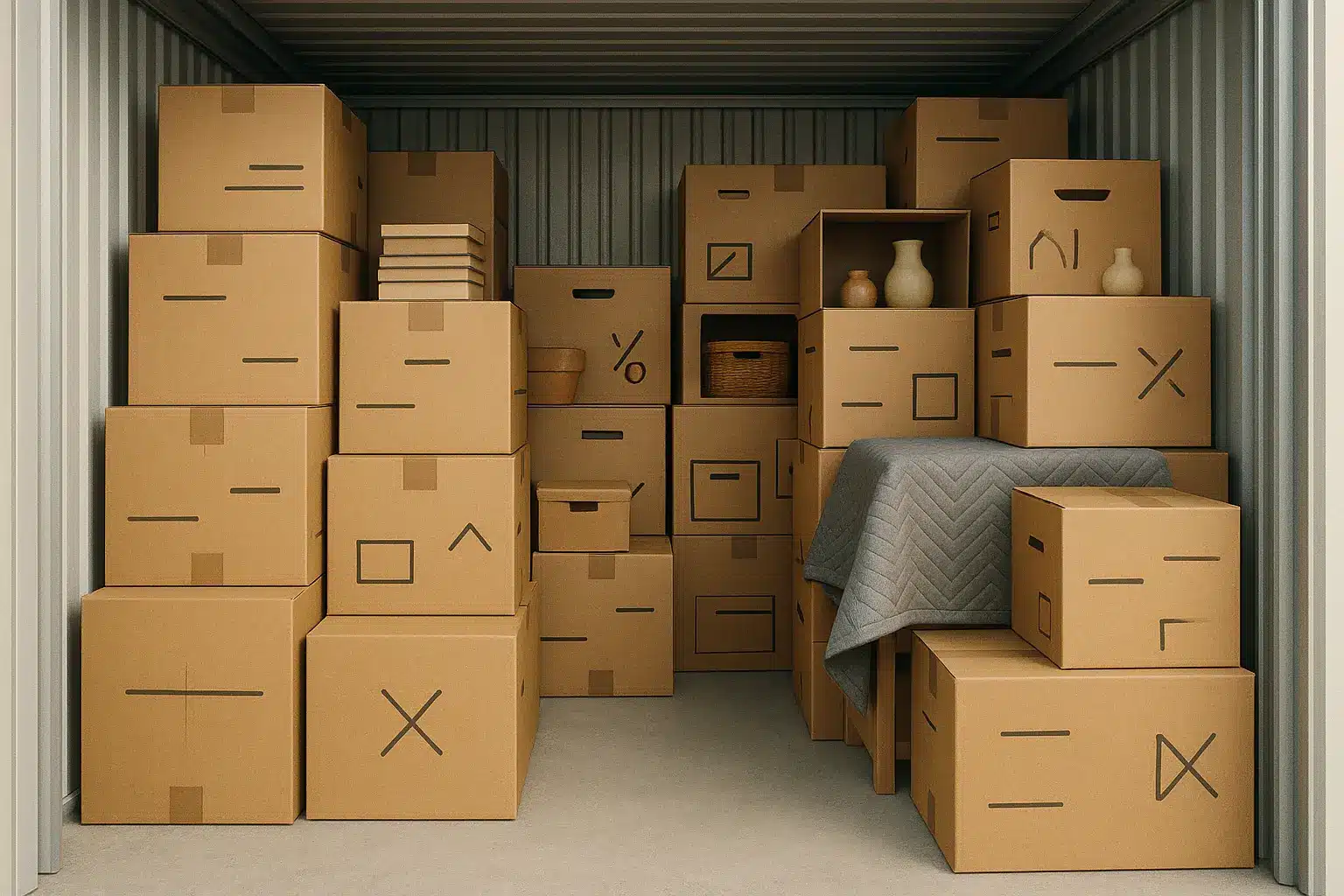Organisation d'un box de stockage pour un déménagement