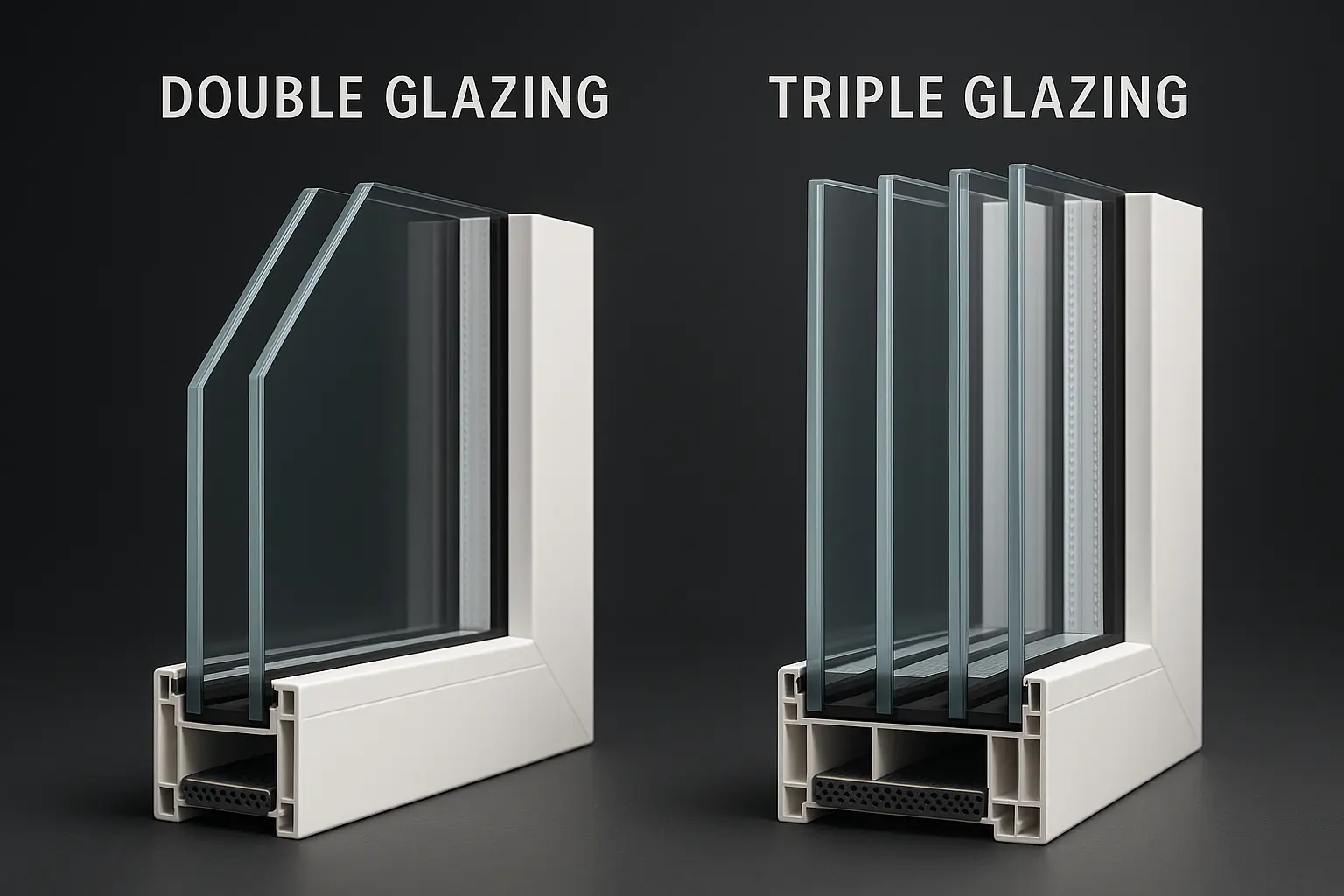 Comparaison structurelle et performance entre double et triple vitrage