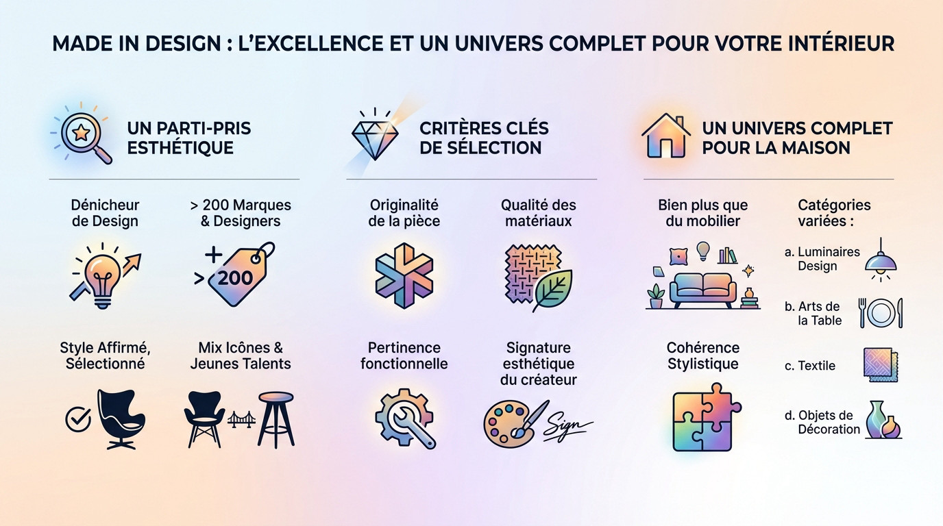 Sélection de mobilier et décoration Made in Design pour un intérieur harmonieux