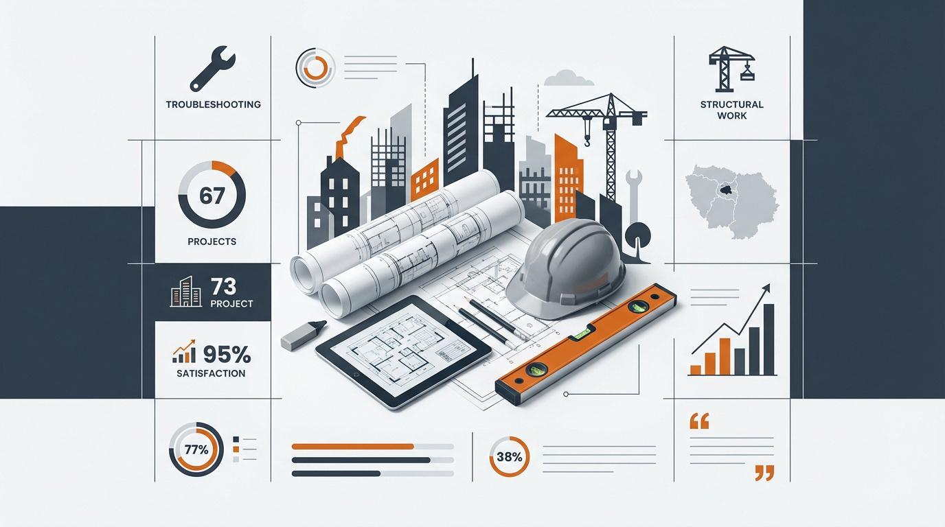 Infographie sur l'expertise technique et la gestion de projet en bâtiment