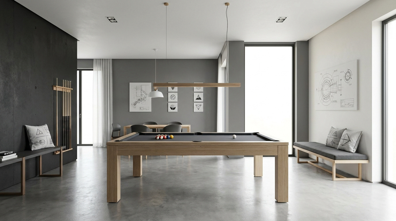 Aménagement d'un espace billard lumineux et moderne dans une maison