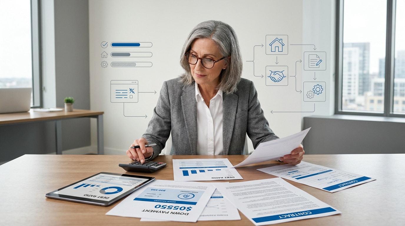 Documents financiers et calculatrice pour préparer un projet d'achat immobilier