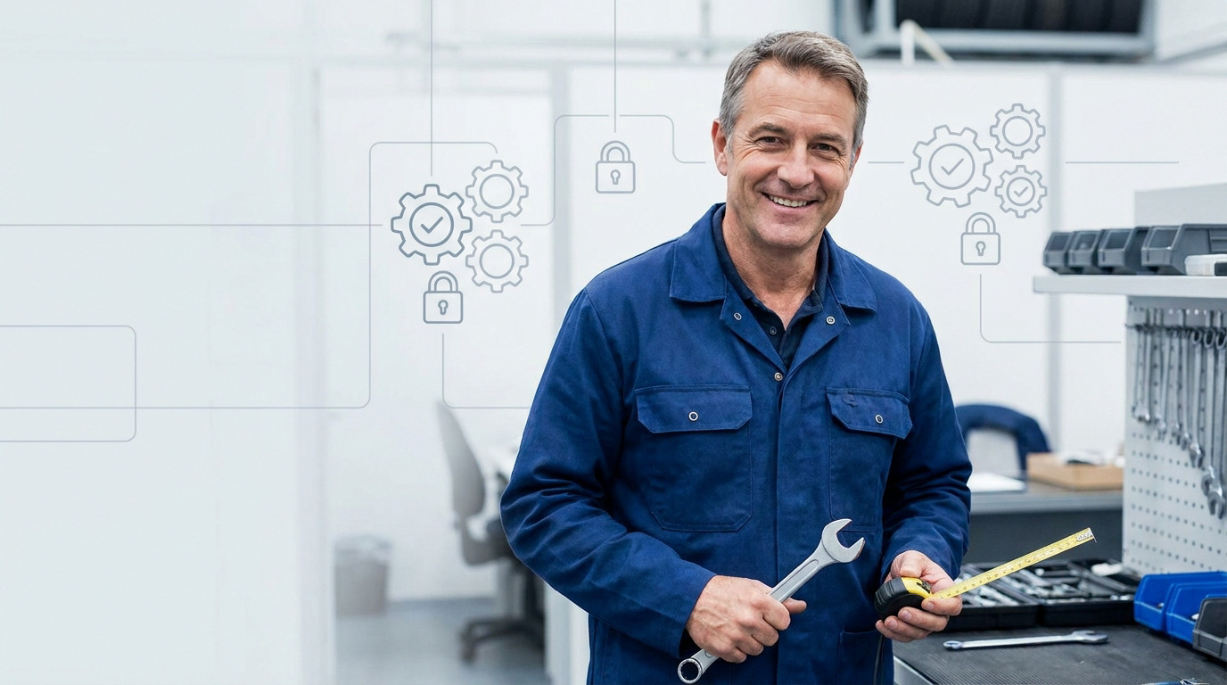 Artisan professionnel vérifiant des documents de sécurité et certifications pour un chantier fiable