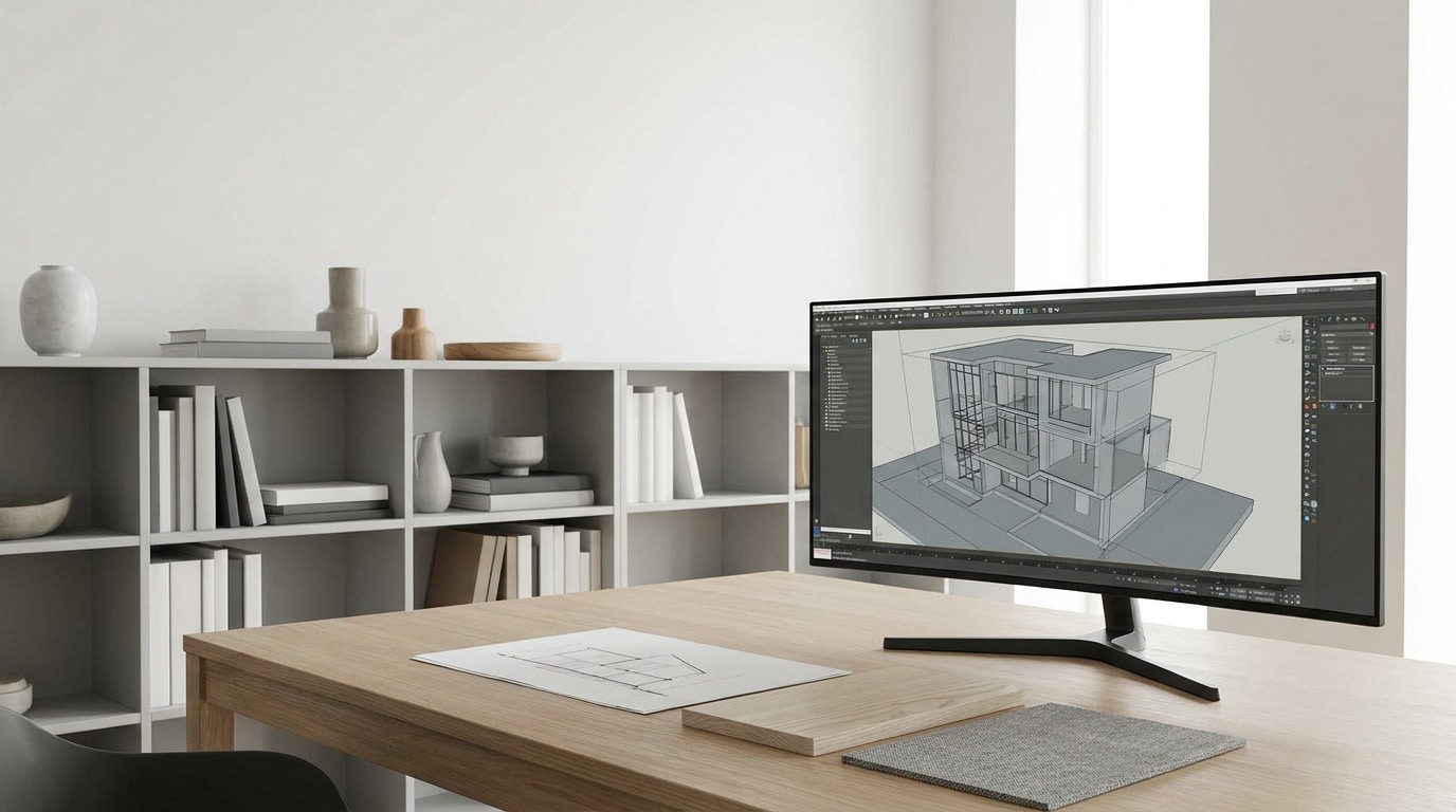 Espace de travail moderne dédié à l'apprentissage du design d'intérieur et de l'architecture