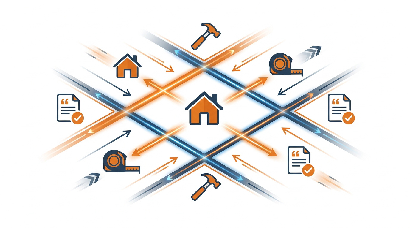 Interface de mise en relation rapide entre particuliers et artisans qualifiés pour travaux de rénovation