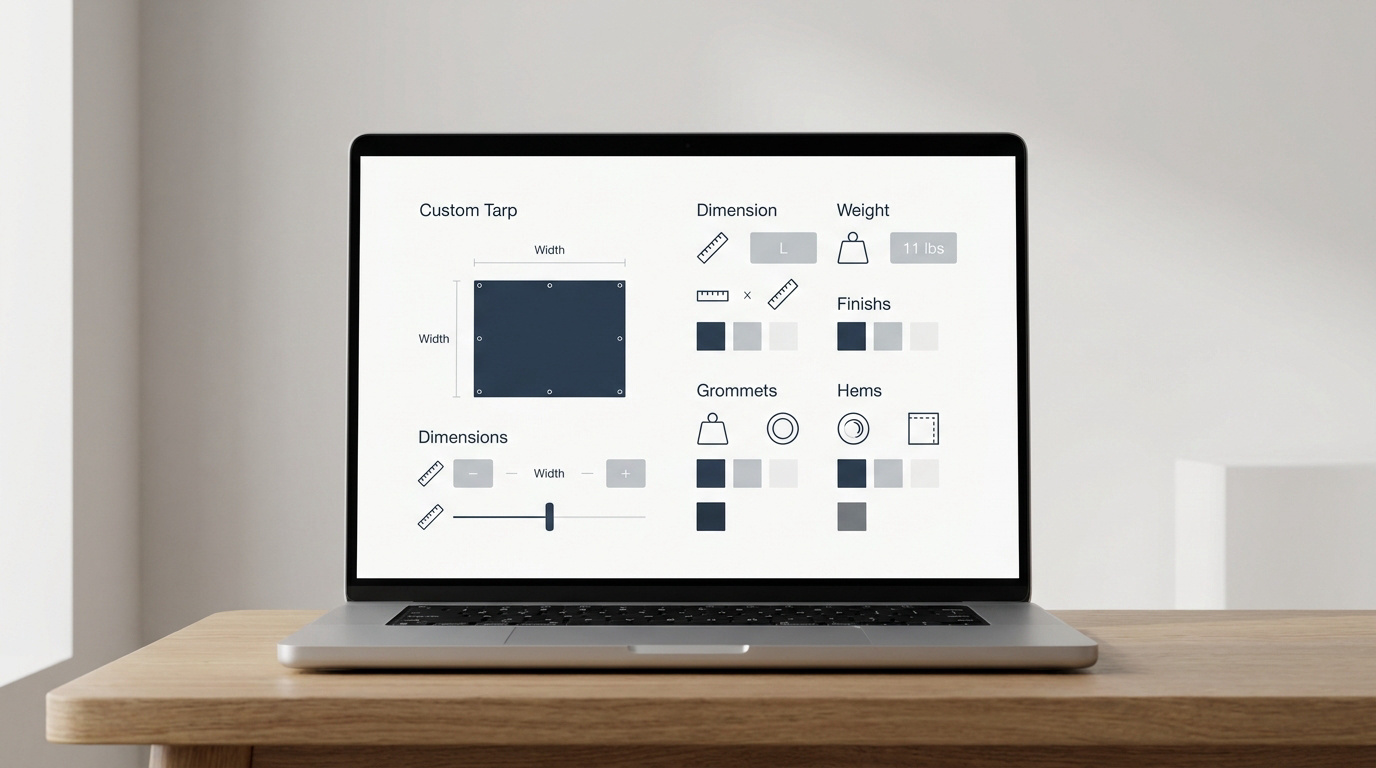 Interface intuitive du configurateur de bâche PVC sur mesure en ligne
